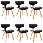 Dining Chairs 6 pcs Black Bent Wood and Faux Leather