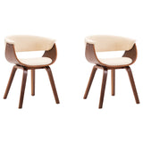 Dining Chairs 2 pcs Cream Bent Wood and Faux Leather - Front View