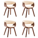 Dining Chairs 4 pcs Cream Bent Wood and Faux Leather