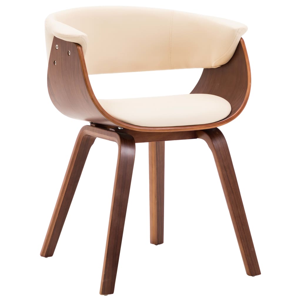 Dining Chairs 4 pcs Cream Bent Wood and Faux Leather