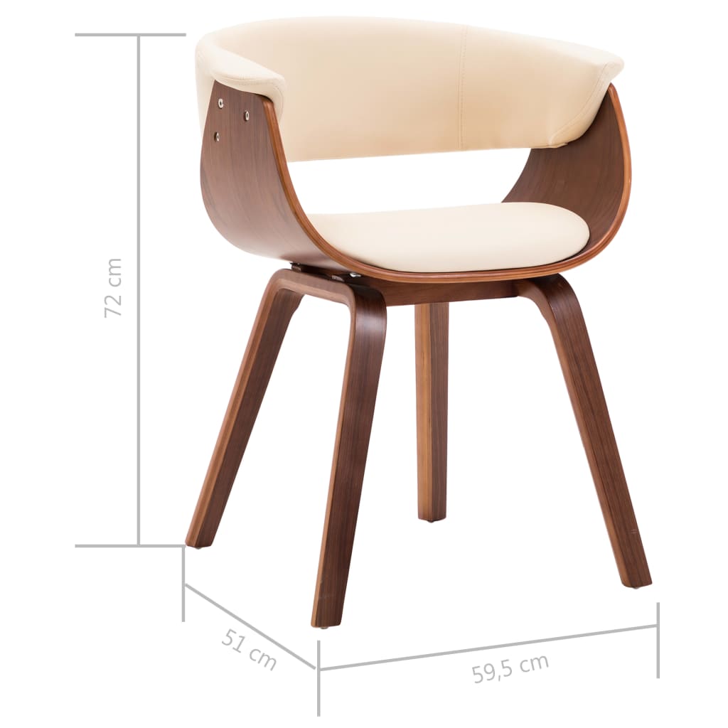 Dining Chairs 4 pcs Cream Bent Wood and Faux Leather