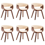 Dining Chairs 6 pcs Cream Bent Wood and Faux Leather