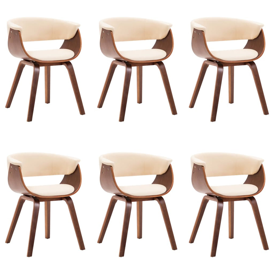 Dining Chairs 6 pcs Cream Bent Wood and Faux Leather