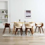 Dining Chairs 6 pcs Cream Bent Wood and Faux Leather