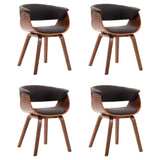 Dining Chairs 4 pcs Grey Bent Wood and Fabric - Front View