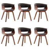 Dining Chairs 6 pcs Grey Bent Wood and Fabric - Front View