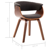 Dining Chairs 6 pcs Grey Bent Wood and Fabric - Low Angle