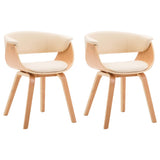 Dining Chairs 2 pcs Cream Bent Wood and Faux Leather