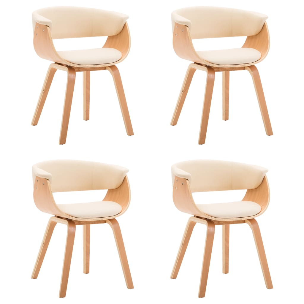 Dining Chairs 4 pcs Cream Bent Wood and Faux Leather