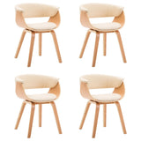 Dining Chairs 4 pcs Cream Bent Wood and Faux Leather