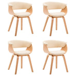 Dining Chairs 4 pcs Cream Bent Wood and Faux Leather