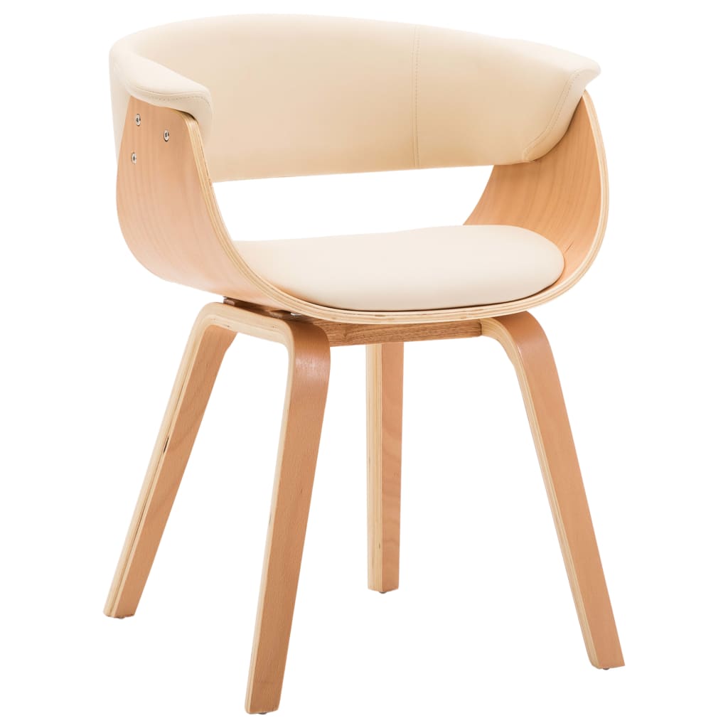 Dining Chairs 4 pcs Cream Bent Wood and Faux Leather