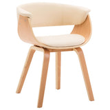 Dining Chairs 4 pcs Cream Bent Wood and Faux Leather - Side View