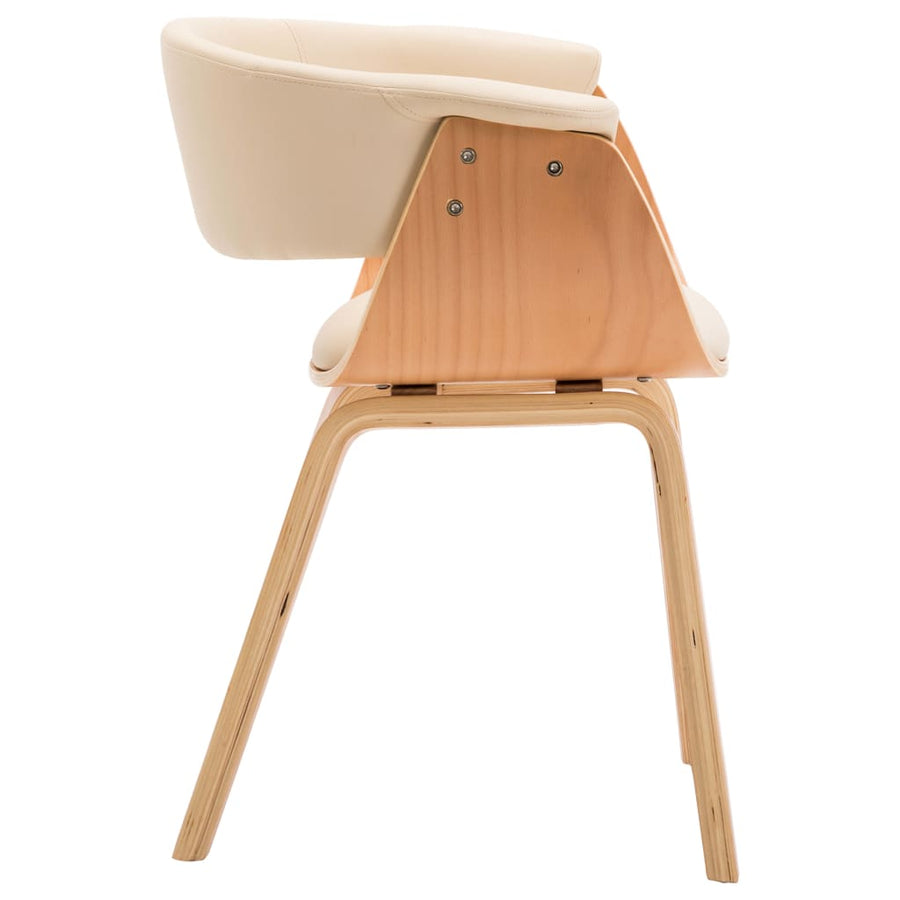 Dining Chairs 4 pcs Cream Bent Wood and Faux Leather