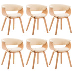 Dining Chairs 6 pcs Cream Bent Wood and Faux Leather