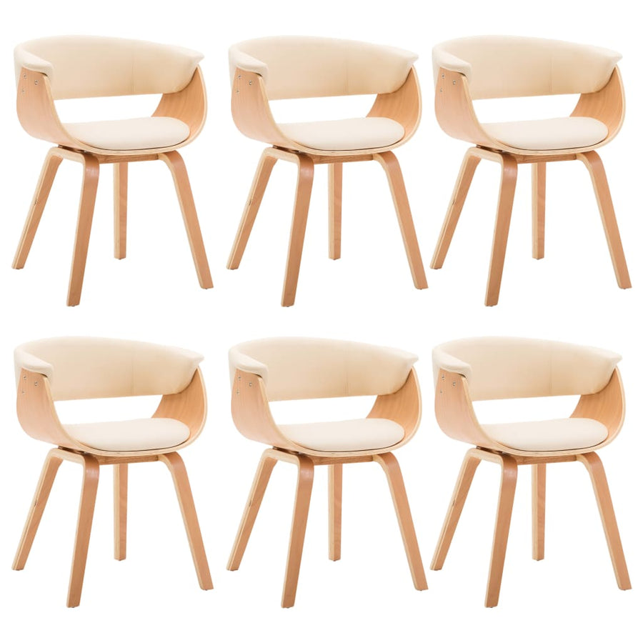 Dining Chairs 6 pcs Cream Bent Wood and Faux Leather