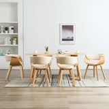 Dining Chairs 6 pcs Cream Bent Wood and Faux Leather