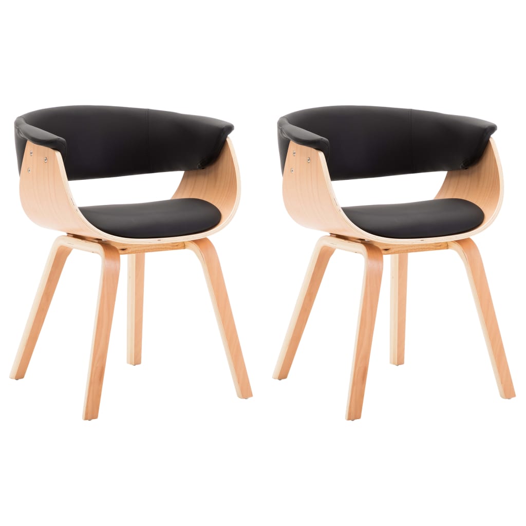 Dining Chairs 2 pcs Black Bent Wood and Faux Leather