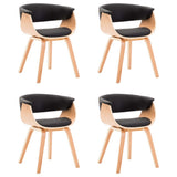 Dining Chairs 4 pcs Black Bent Wood and Faux Leather