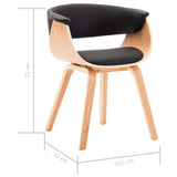 Dining Chairs 4 pcs Black Bent Wood and Faux Leather - Low Angle