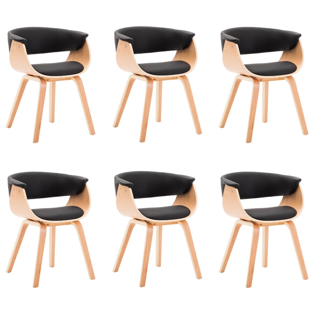 Dining Chairs 6 pcs Black Bent Wood and Faux Leather