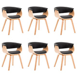 Dining Chairs 6 pcs Black Bent Wood and Faux Leather