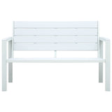 Garden Bench 120 cm HDPE White Wood Look - Front View