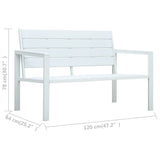 Garden Bench 120 cm HDPE White Wood Look - Rear View