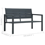 Garden Bench 120 cm HDPE Grey Wood Look - Rear View