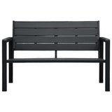 Garden Bench 120 cm HDPE Black Wood Look - Front View