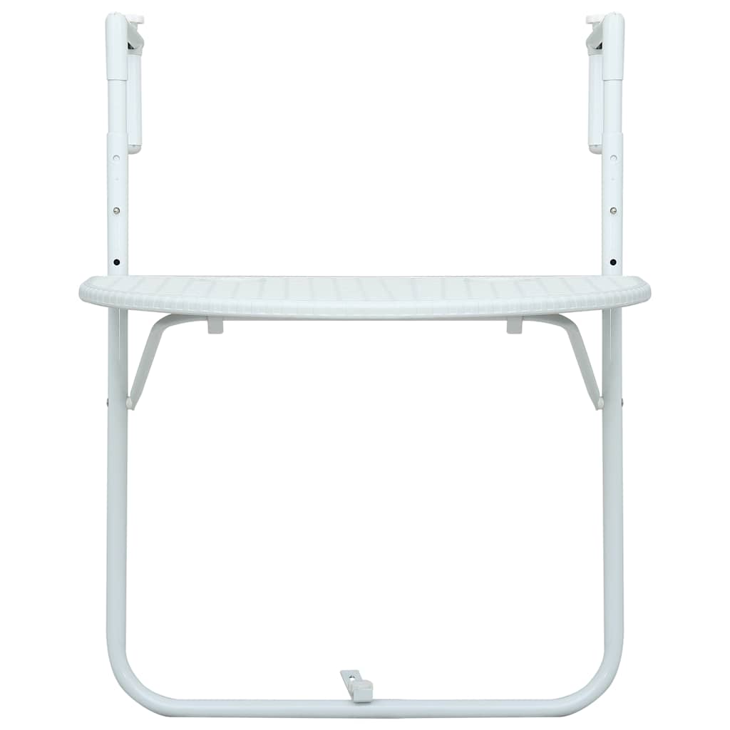 Hanging Balcony Table White 60x64x83.5 cm Plastic Rattan Look