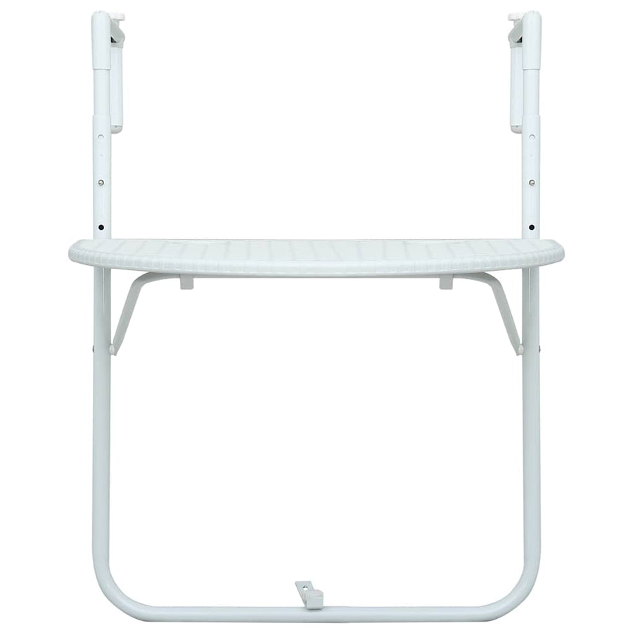Hanging Balcony Table White 60x64x83.5 cm Plastic Rattan Look
