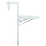 Hanging Balcony Table White 60x64x83.5 cm Plastic Rattan Look - Side View