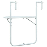Hanging Balcony Table White 60x64x83.5 cm Plastic Rattan Look