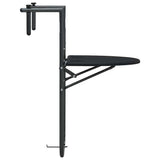Hanging Balcony Table Black 60x64x83.5 cm Plastic Rattan Look