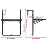 Hanging Balcony Table Black 60x64x83.5 cm Plastic Rattan Look