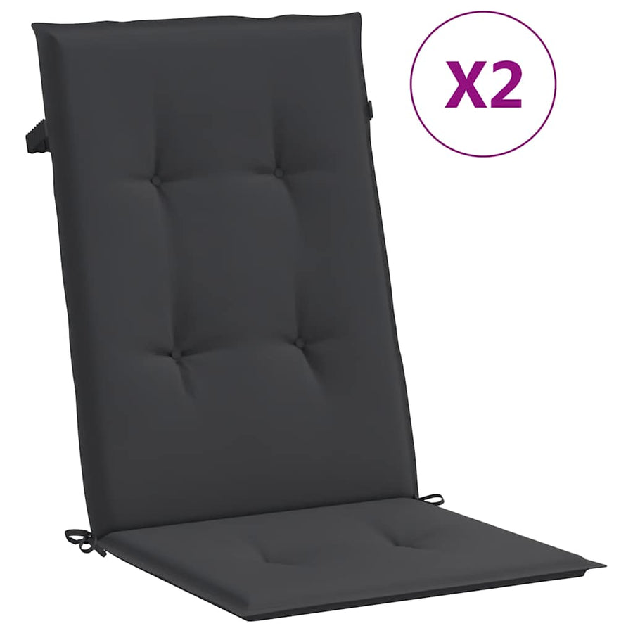 Garden Highback Chair Cushions 2 pcs Black 120x50x3 cm Fabric