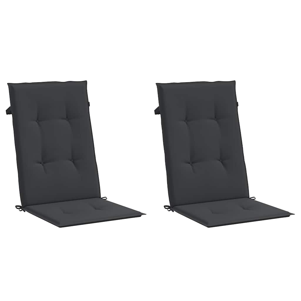 Garden Highback Chair Cushions 2 pcs Black 120x50x3 cm Fabric