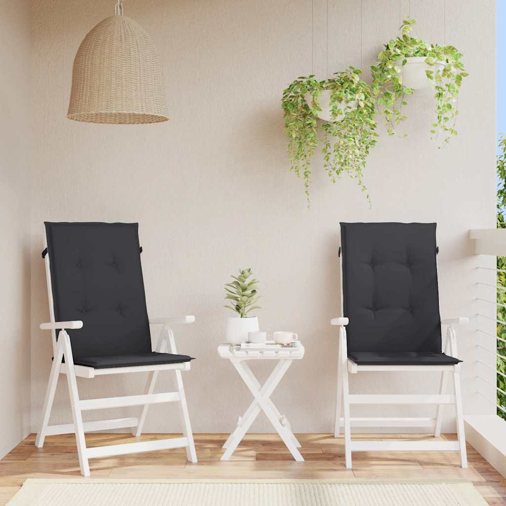 Garden Highback Chair Cushions 2 pcs Black 120x50x3 cm Fabric