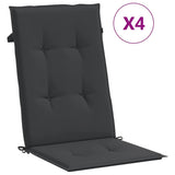 Garden Highback Chair Cushions 4 pcs Black 120x50x3 cm Fabric