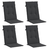 Garden Highback Chair Cushions 4 pcs Black 120x50x3 cm Fabric - Side View