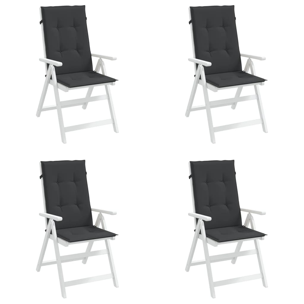 Garden Highback Chair Cushions 4 pcs Black 120x50x3 cm Fabric