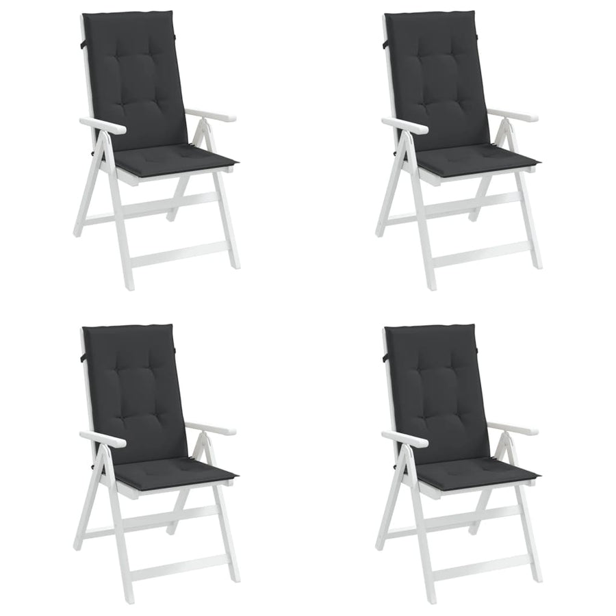 Garden Highback Chair Cushions 4 pcs Black 120x50x3 cm Fabric