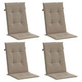 Garden Highback Chair Cushions 4 pcs Taupe 120x50x3 cm Fabric - Side View