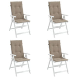 Garden Highback Chair Cushions 4 pcs Taupe 120x50x3 cm Fabric - Top-Down View