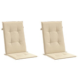 Garden Highback Chair Cushions 2 pcs Beige 120x50x3 cm Fabric - Side View