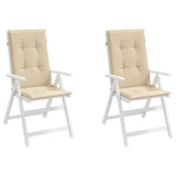 Garden Highback Chair Cushions 2 pcs Beige 120x50x3 cm Fabric