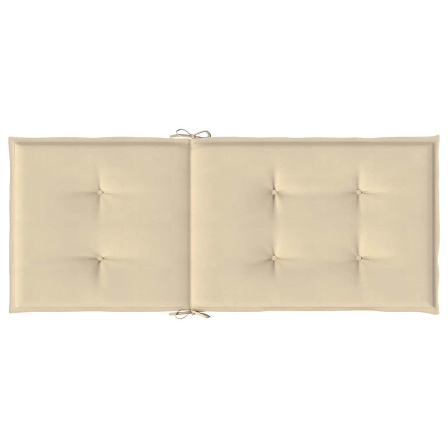 Garden Highback Chair Cushions 2 pcs Beige 120x50x3 cm Fabric