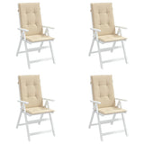 Garden Highback Chair Cushions 4 pcs Beige 120x50x3 cm Fabric