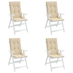 Garden Highback Chair Cushions 4 pcs Beige 120x50x3 cm Fabric